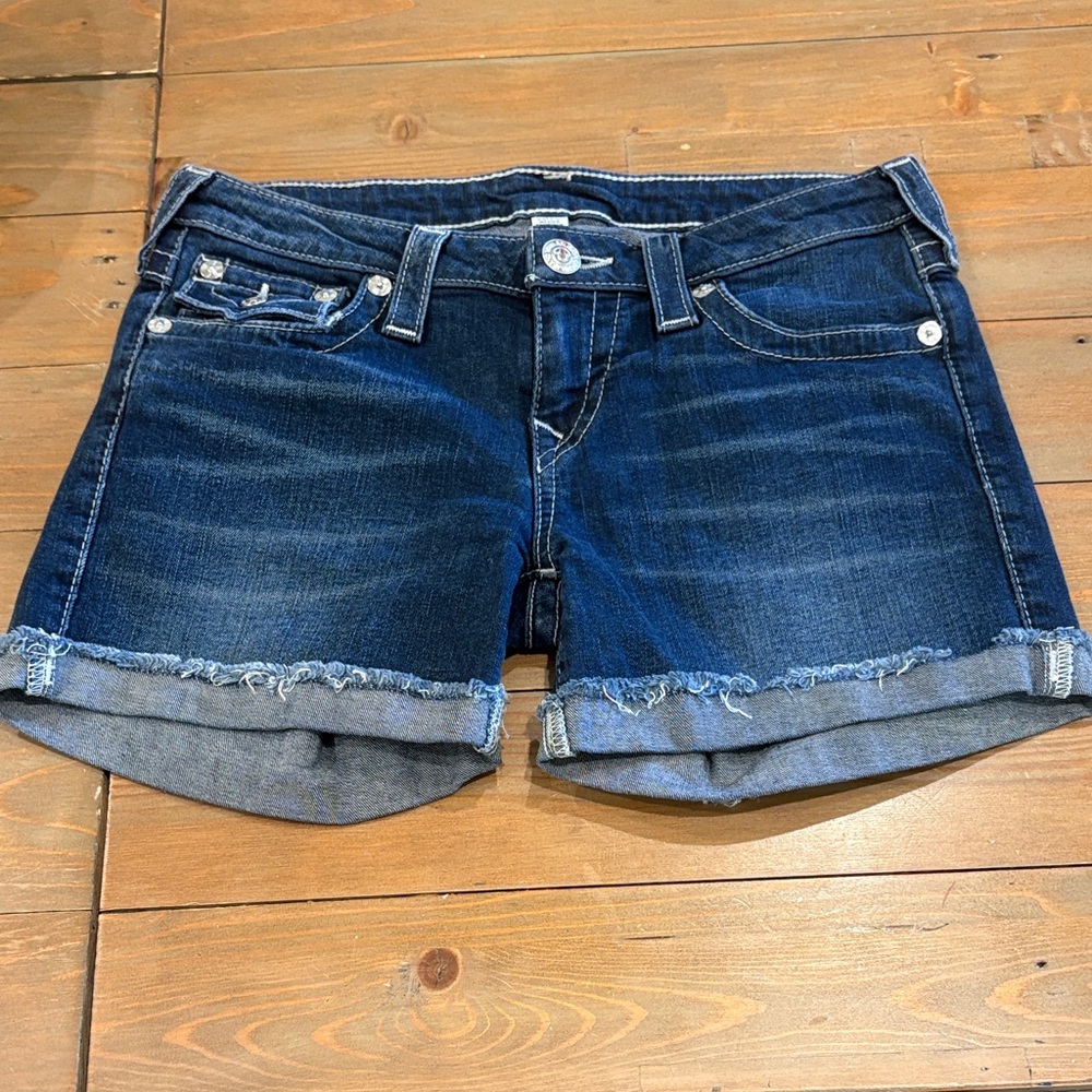 True Religion Low Rise Dark Indigo Jean Shorts
